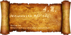 Antunovits Máté névjegykártya