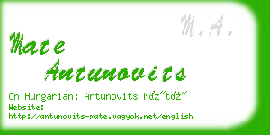 mate antunovits business card